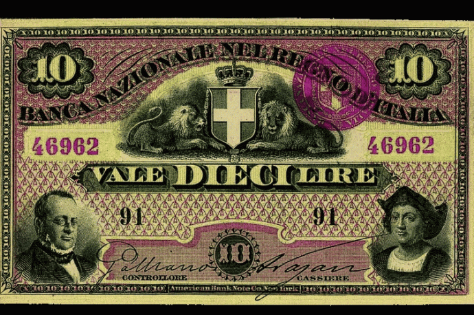 Biglietto da 10 lire del 17 luglio 1872